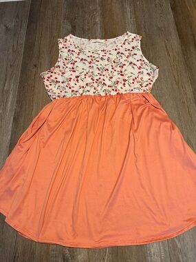 Perfect Peach Floral Bodice Peach Dress